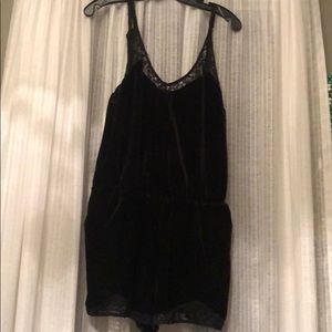 Guess Velvet Black Romper with Lace Details